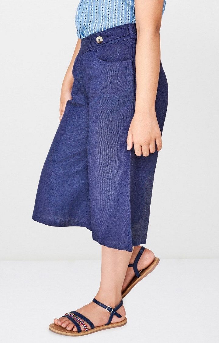 Blue Solid Trousers