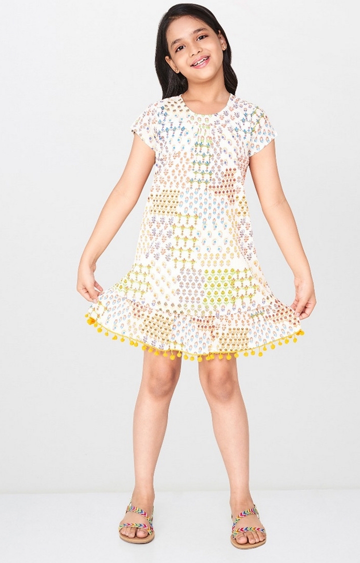 Cream Printed Dress