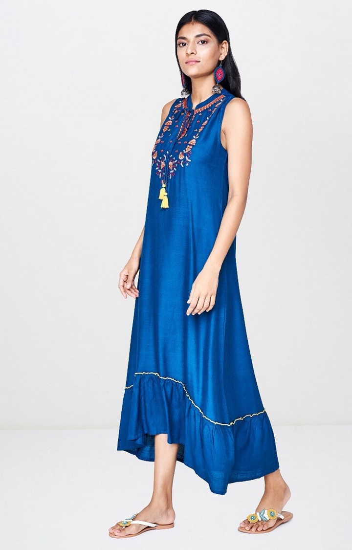 Teal Embroidered Maxi Dress