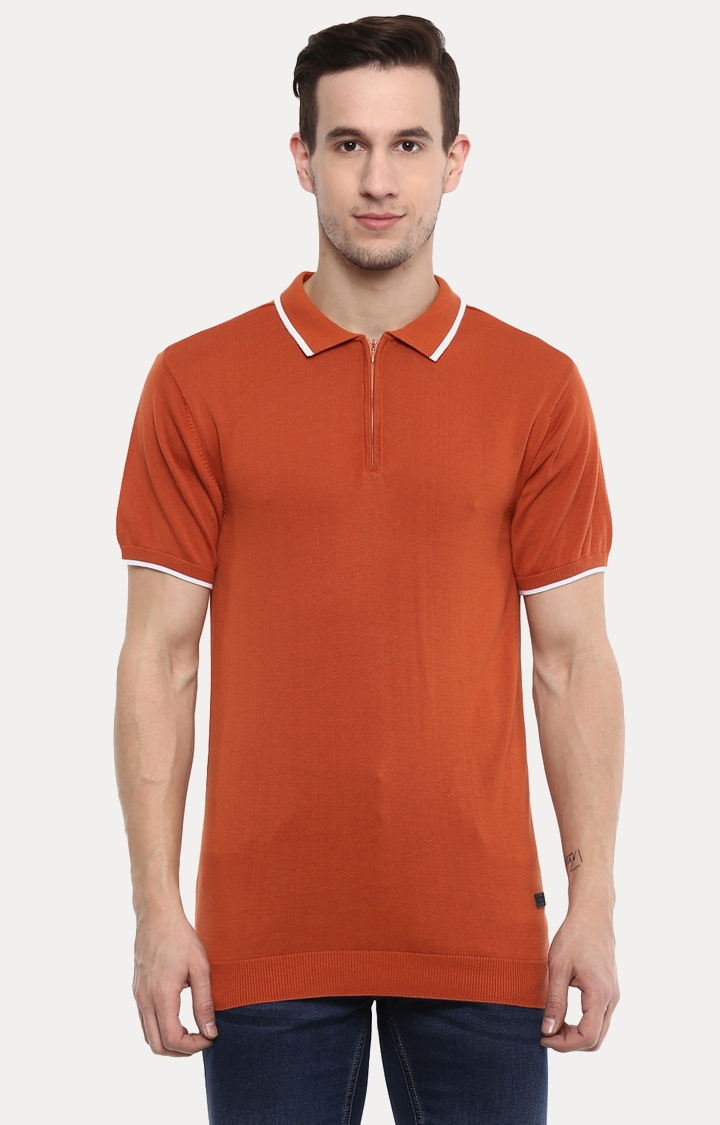 Orange Solid Polo T-Shirt