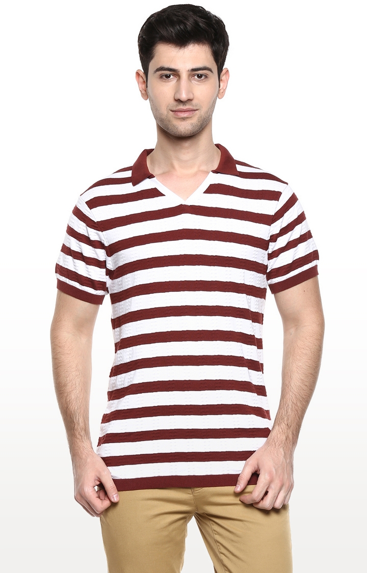 RED CHIEF | Maroon Striped T-Shirt