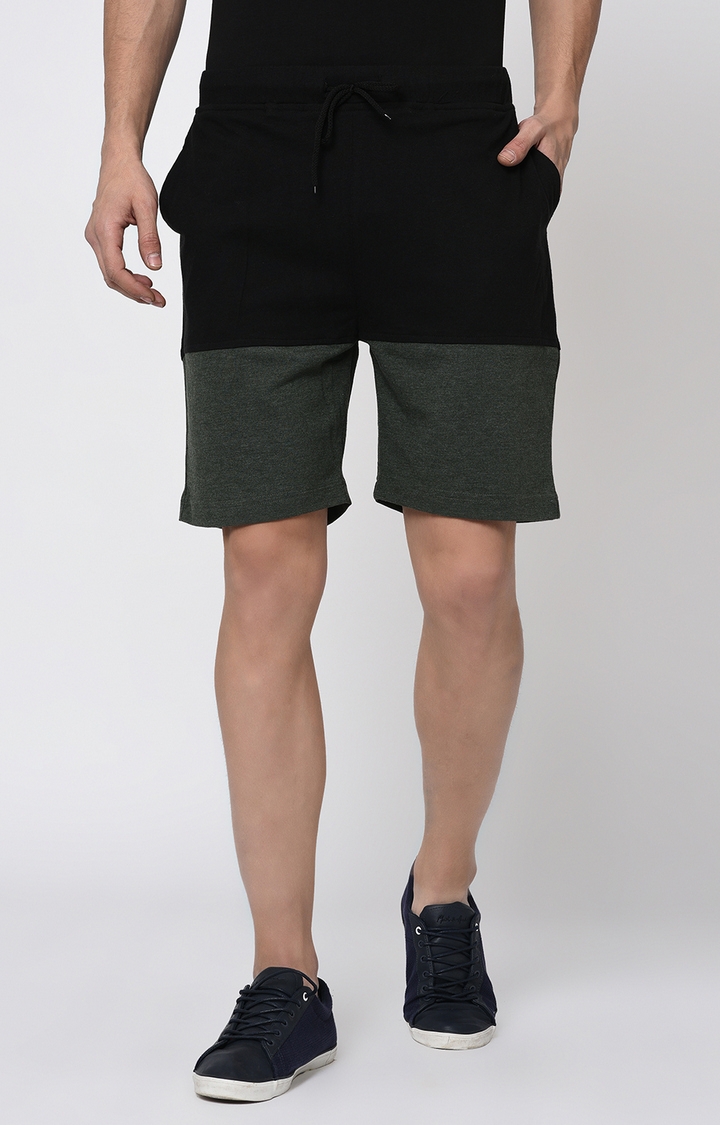 RIGO | Black and Green Colourblock Shorts