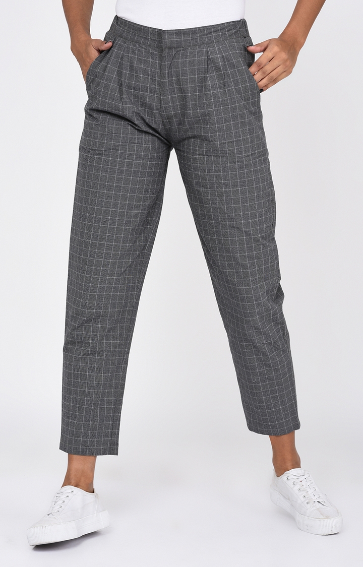 RIGO | Grey Checked Formal Trousers