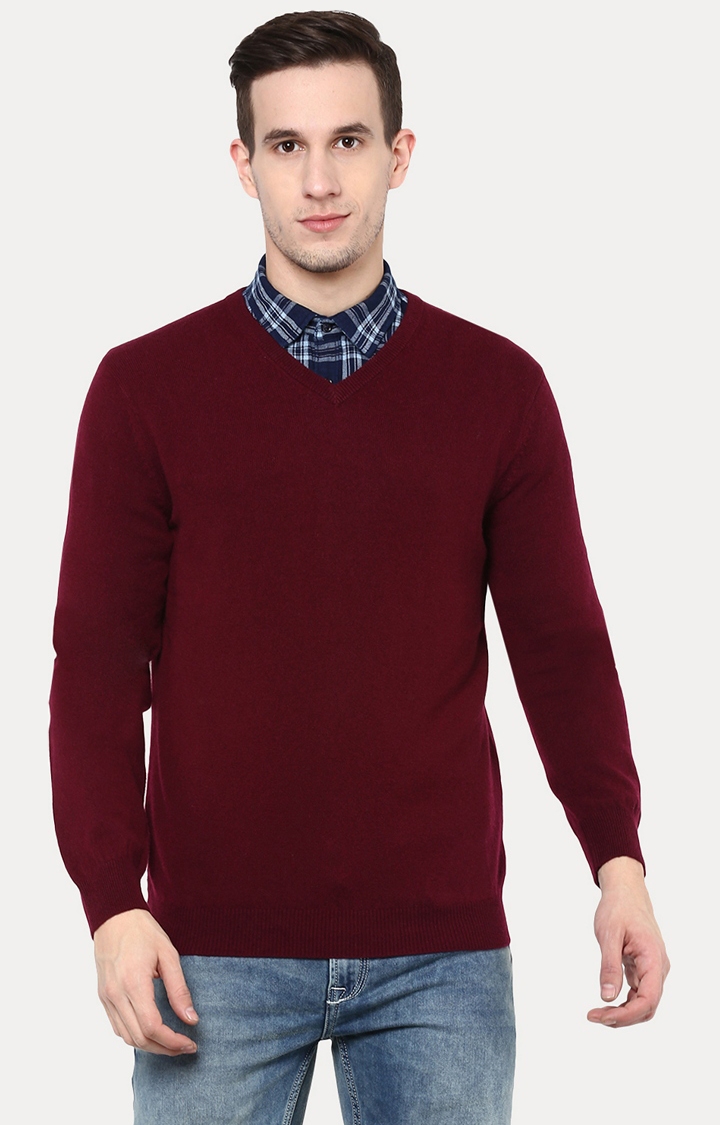 celio | Burgundy Solid Sweater