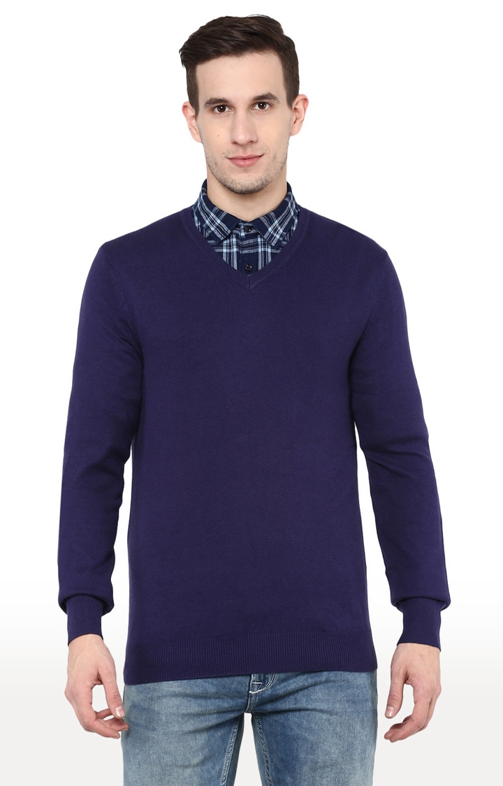 celio | Navy Solid Straight Fit Sweater