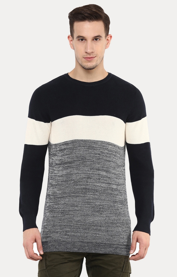 celio | Getrio Blue and Grey Colourblock Sweatshirt