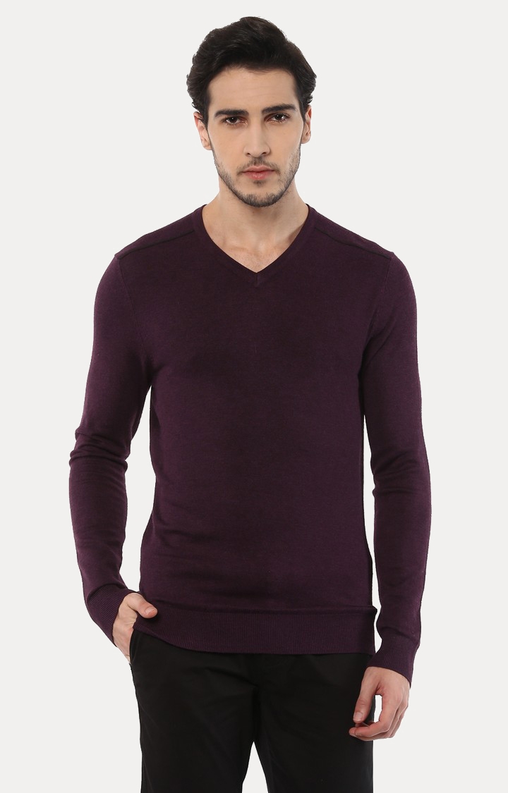 celio | Jegivre Maroon Solid Sweater
