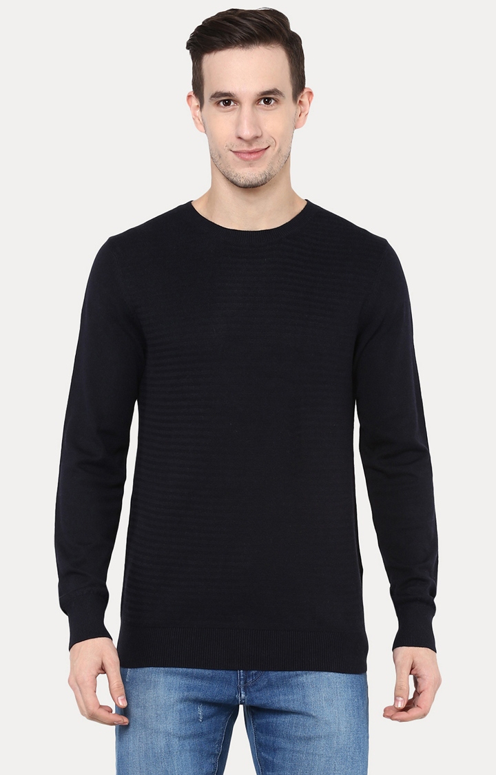 celio | Navy Blue Solid Sweater