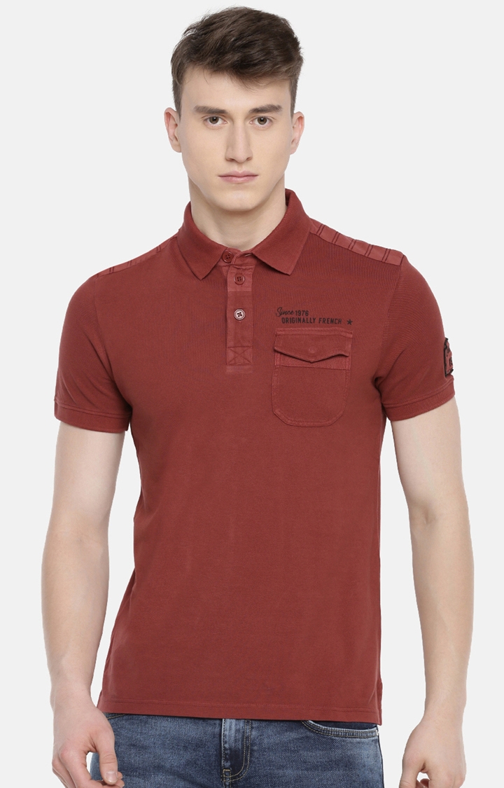 celio | Brown Solid Polo T-Shirt