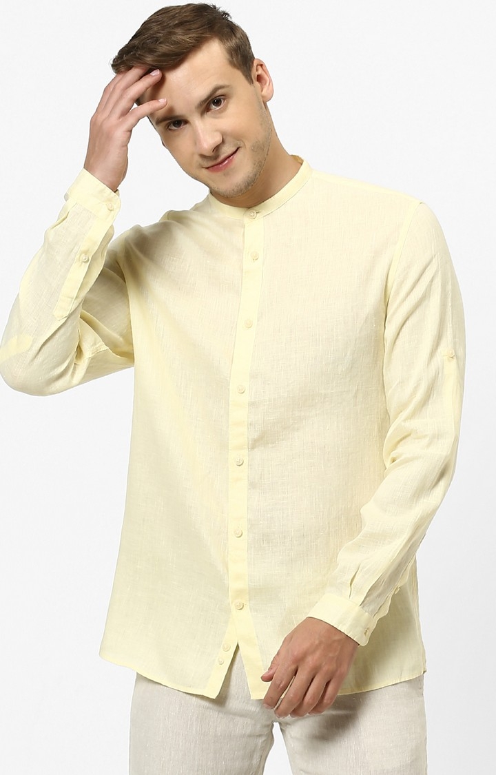 celio | Yellow Solid Regular Fit Casual Shirt