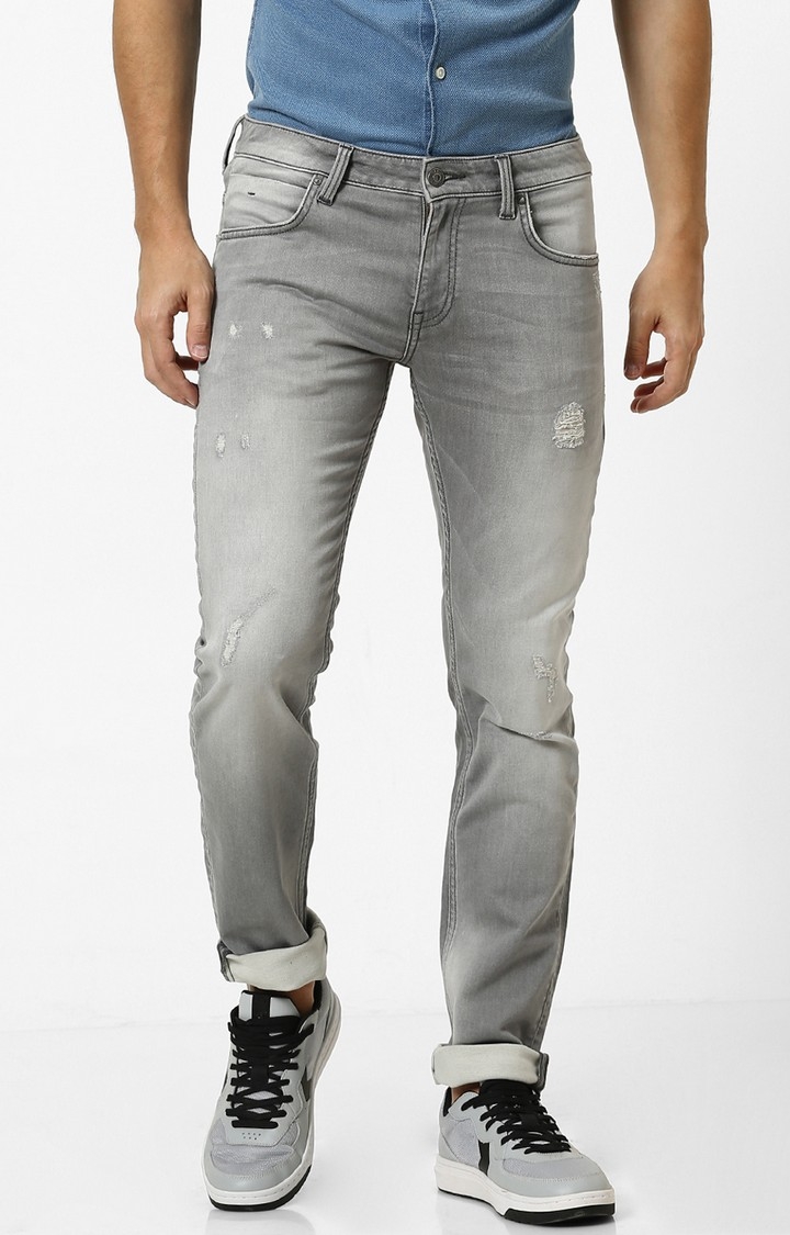 celio | Grey Ripped Slim Fit Jeans