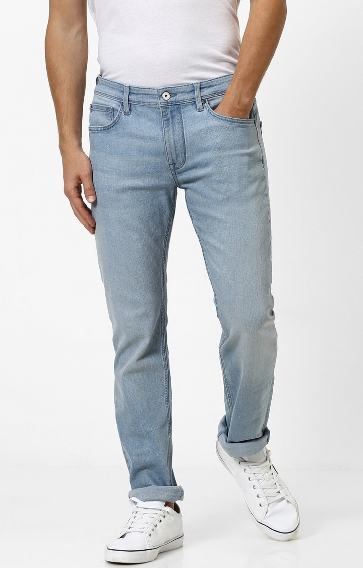 celio | Light Blue Solid Straight Slim Fit Jeans