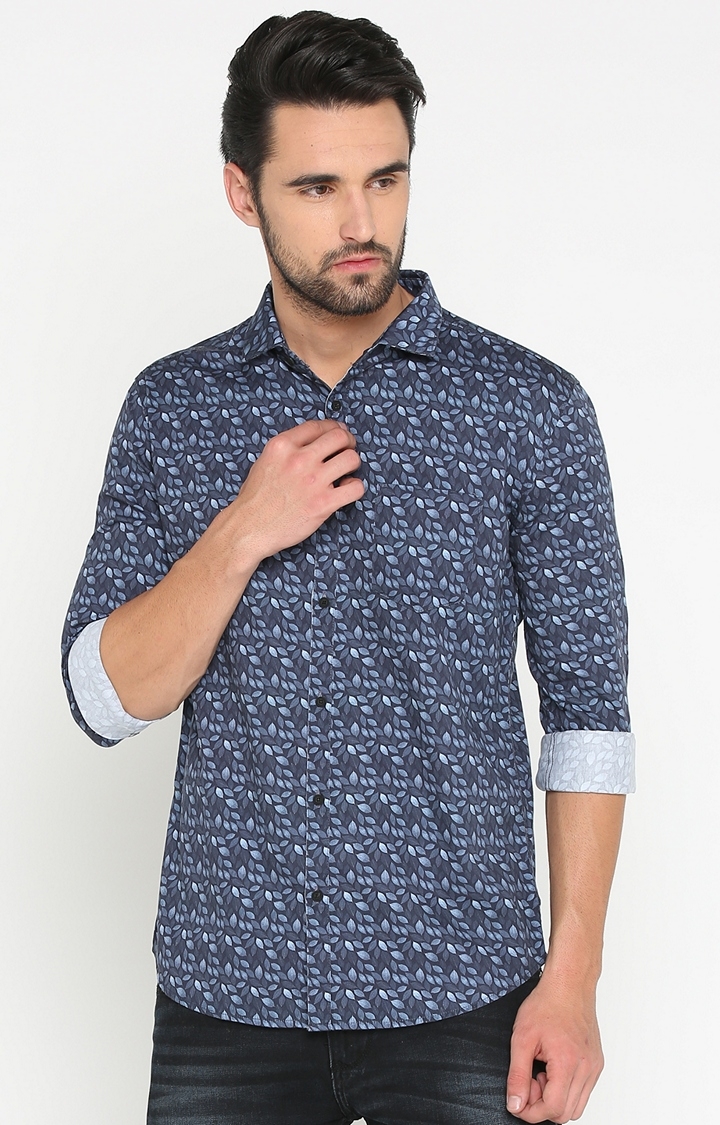 Showoff | Blue Printed Casual Shirt