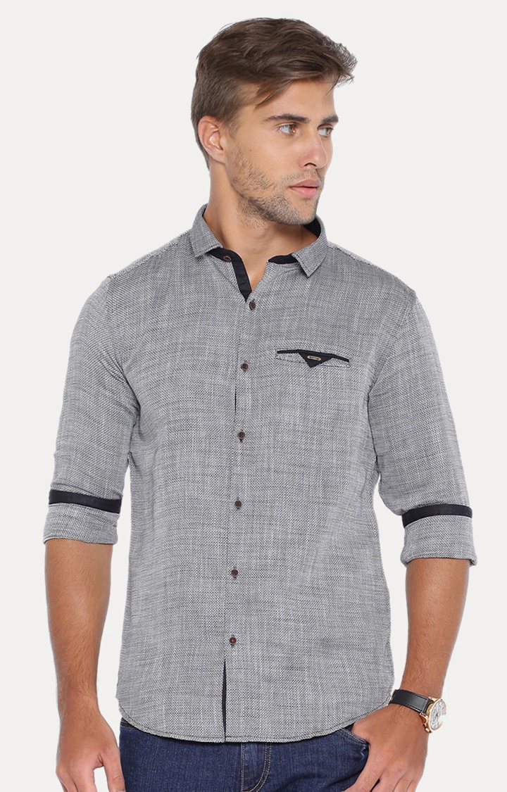 Showoff | Grey Melange Casual Shirt