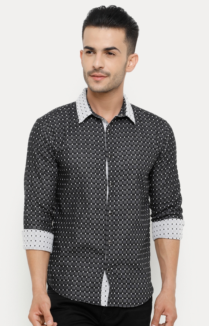 With | Black Printed Casual Shirt