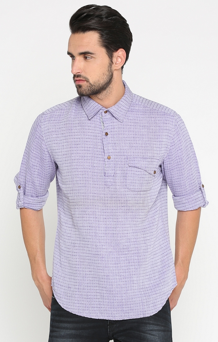 With | Purple Striped Casual Shirt