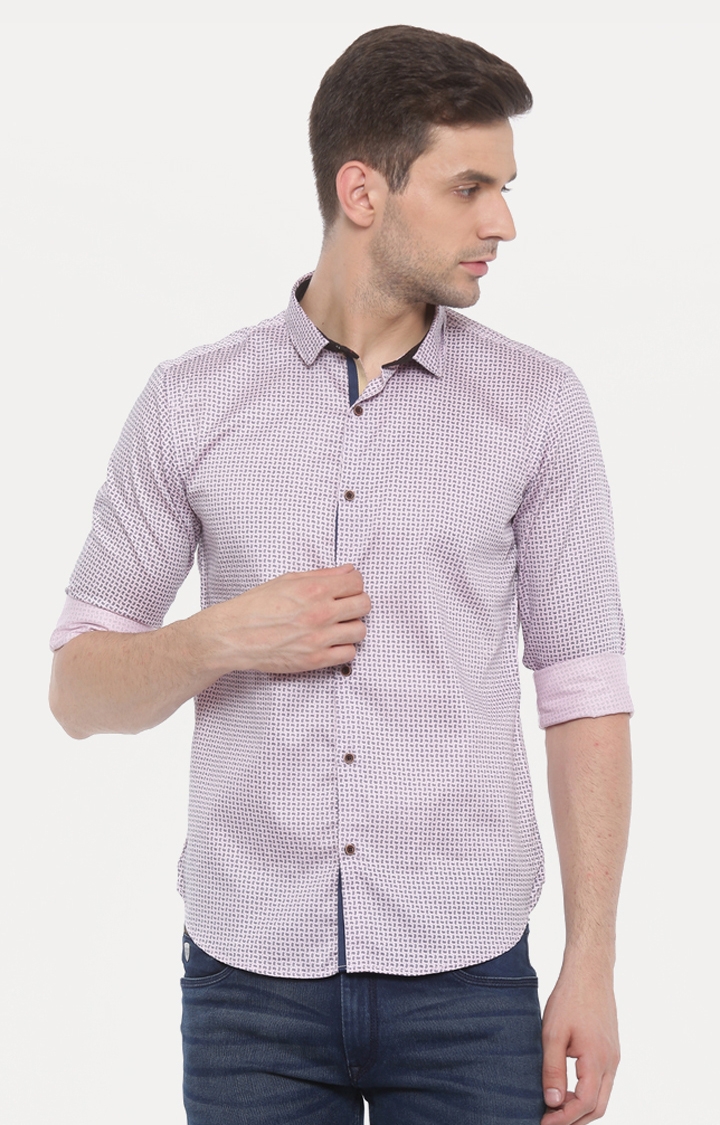 With | Pink Printed Casual Shirt
