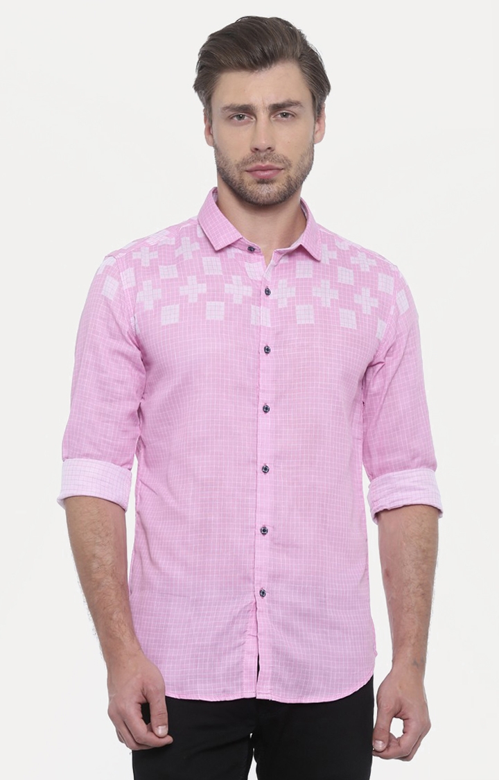 With | Pink Printed Casual Shirt