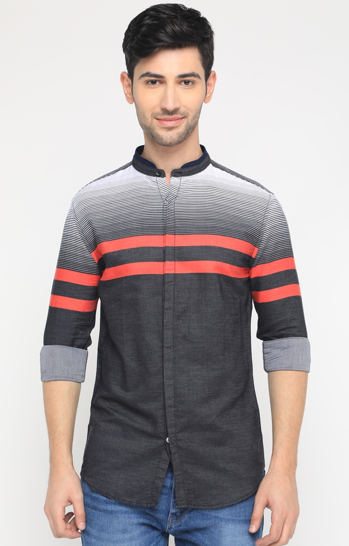 With | Black Striped Casual Shirt