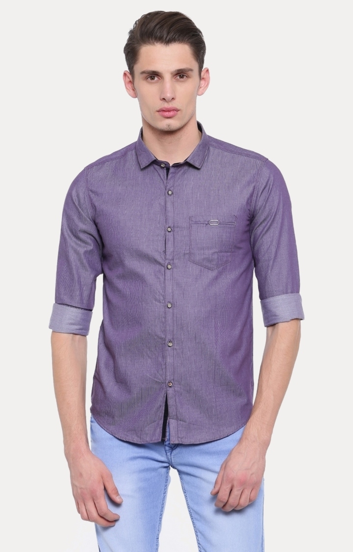 Purple Striped Casual Shirt