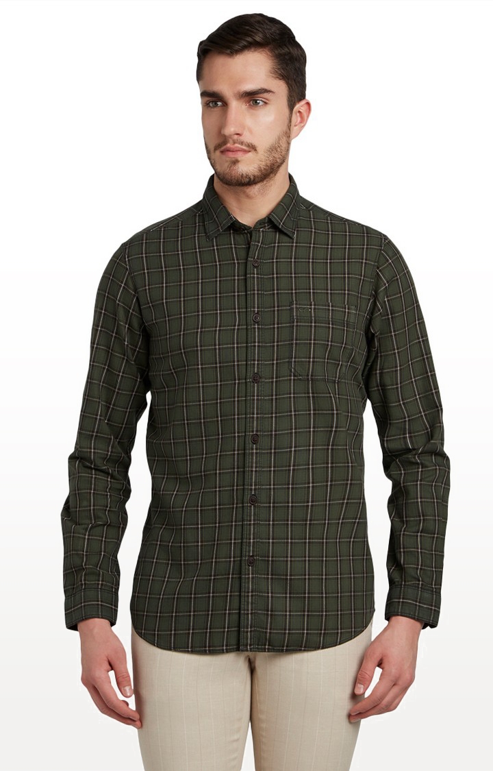 ColorPlus | Olive Checked Formal Shirt
