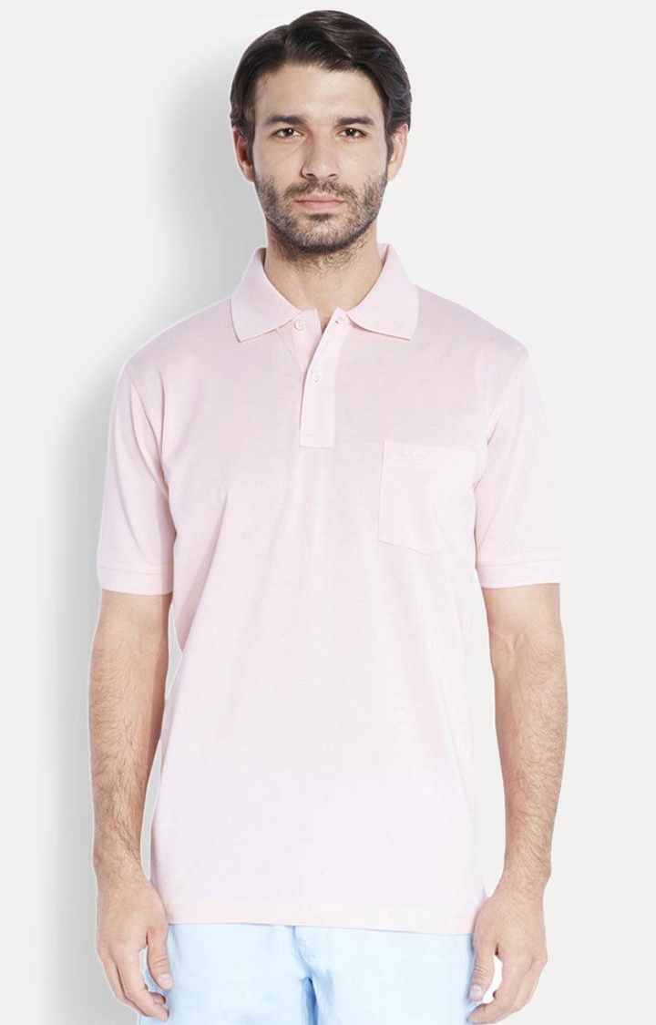 ColorPlus | Light Pink Solid Polo T-Shirt