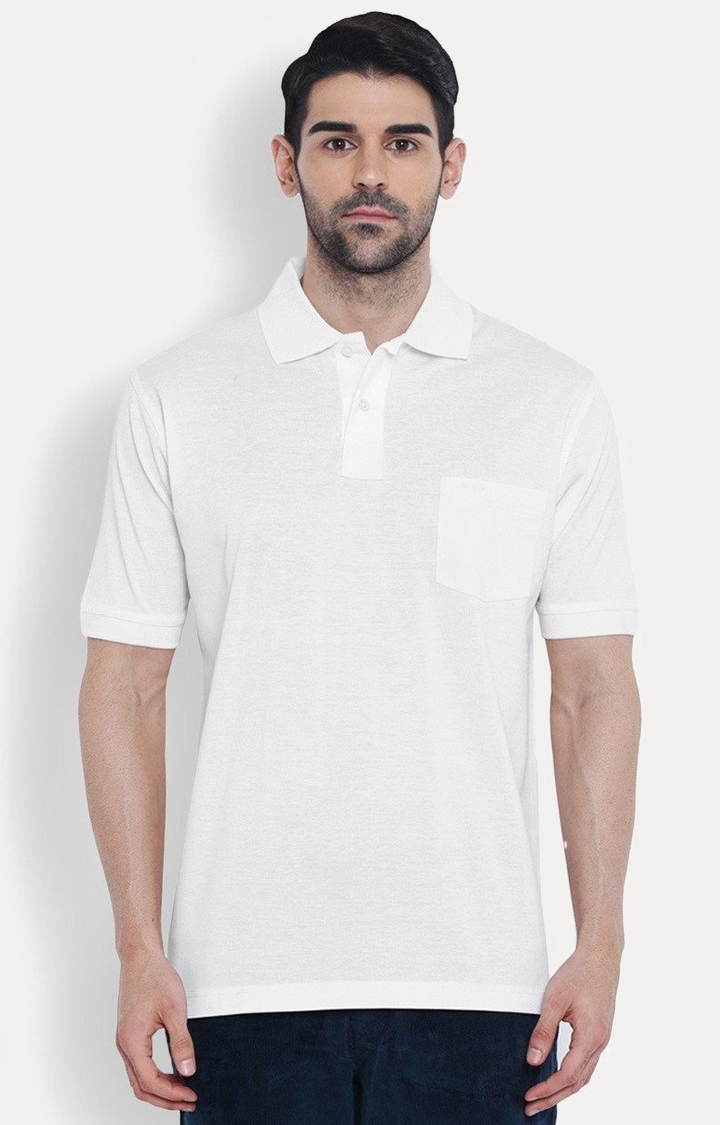 ColorPlus | White Melange Polo T-Shirt