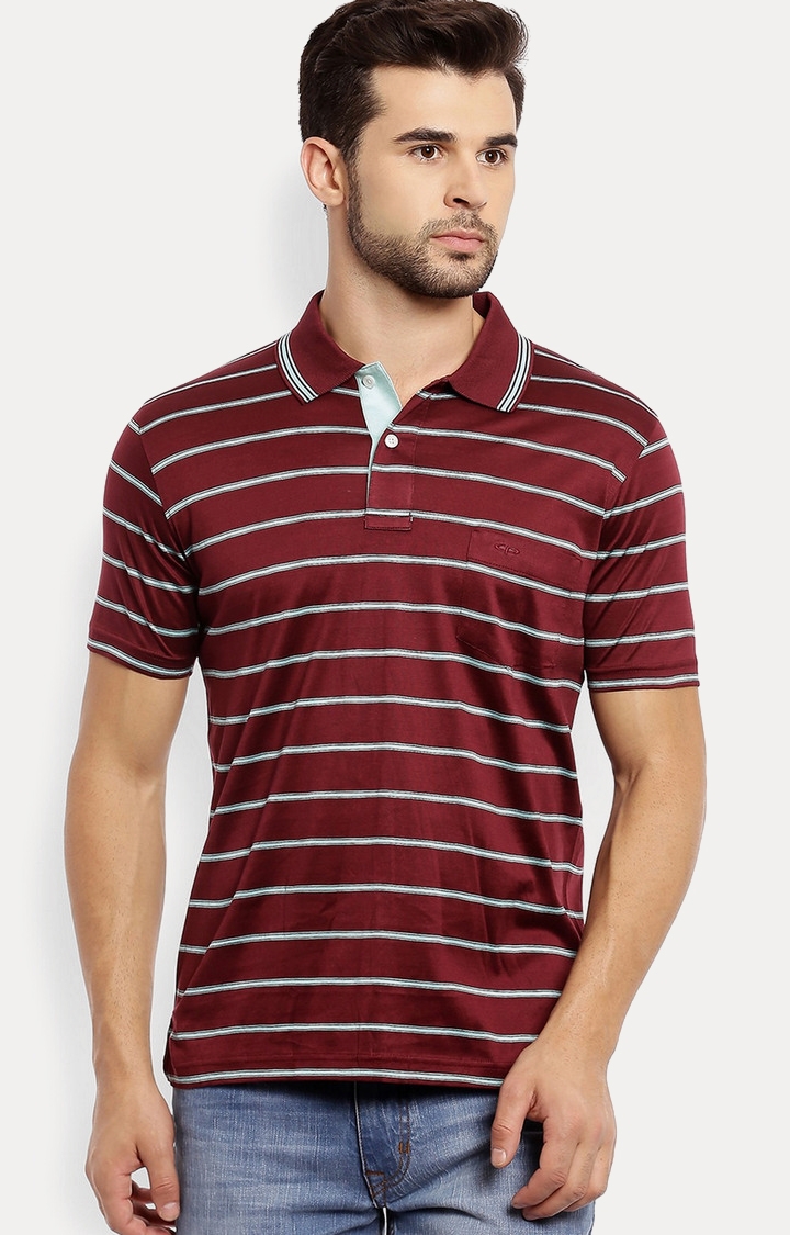 Brown Striped Polo T-Shirt