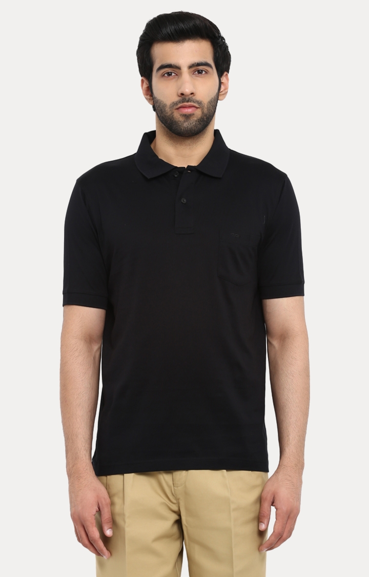 ColorPlus | Black Solid Polo T-Shirt