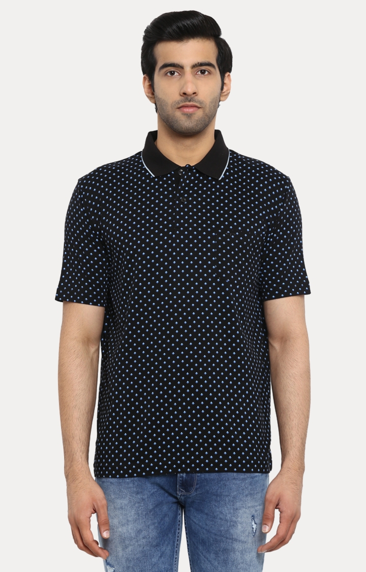 ColorPlus | Black Printed Polo T-Shirt