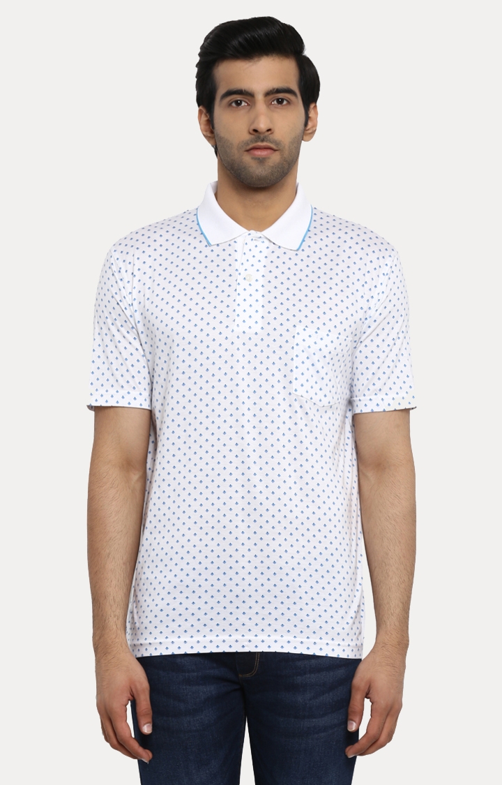 ColorPlus | White Printed Polo T-Shirt