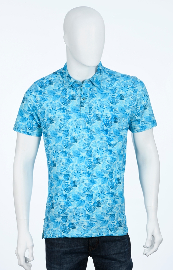 ColorPlus | Light Blue Printed Polo T-Shirt