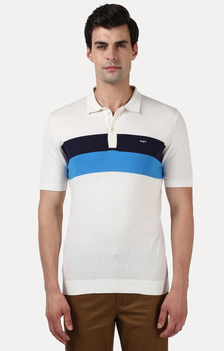 ColorPlus | White and Blue Colourblock T-Shirt