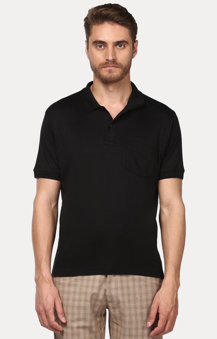 ColorPlus | Black Solid Polo T-Shirt