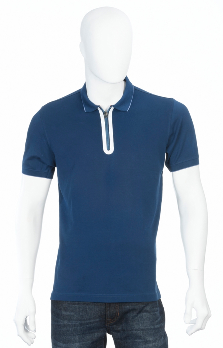 ColorPlus | Blue Solid Polo T-Shirt