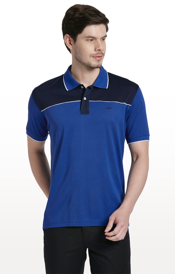 ColorPlus | Blue Solid Tailored Fit Polo T-Shirt