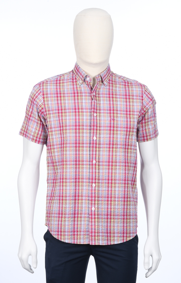 ColorPlus | Pink and Blue Checked Casual Shirt