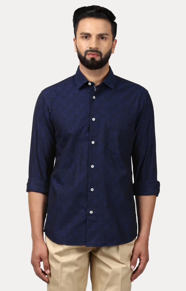 ColorPlus | Blue Printed Casual Shirt