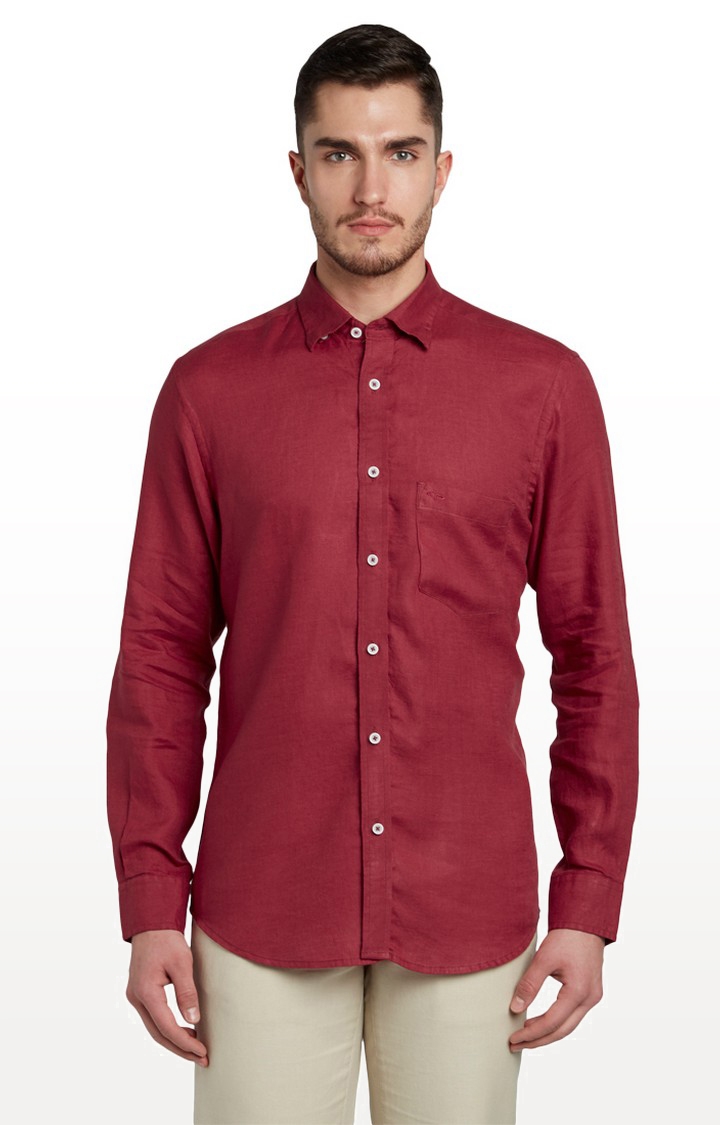 ColorPlus | Maroon Solid Casual Shirt