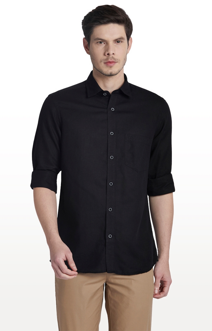 ColorPlus | Black Solid Tailored Fit Casual Shirt