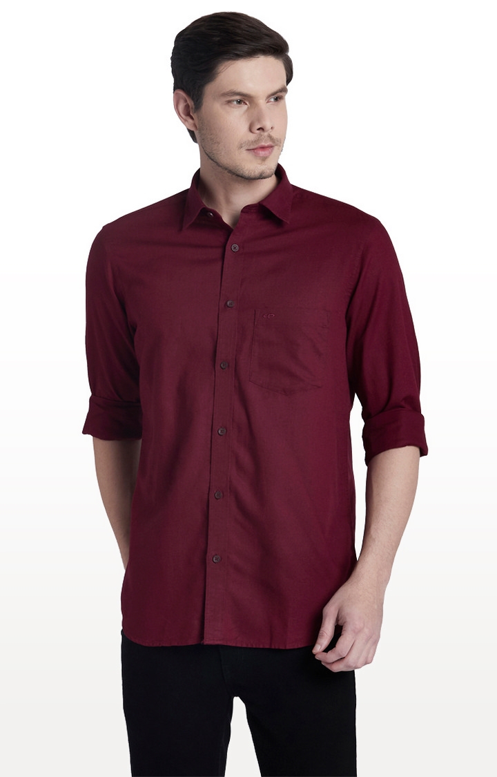 ColorPlus | Wine Solid Tailored Fit Casual Shirt