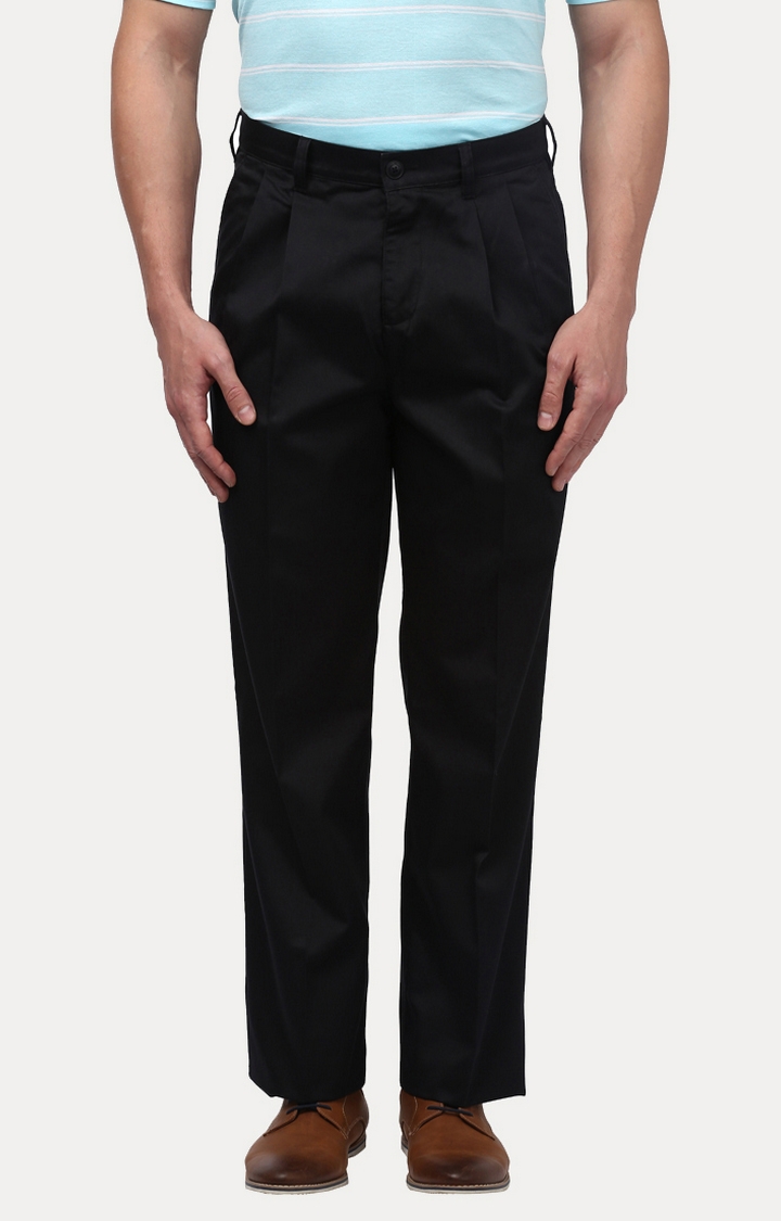 ColorPlus | Black Solid Straight Chinos