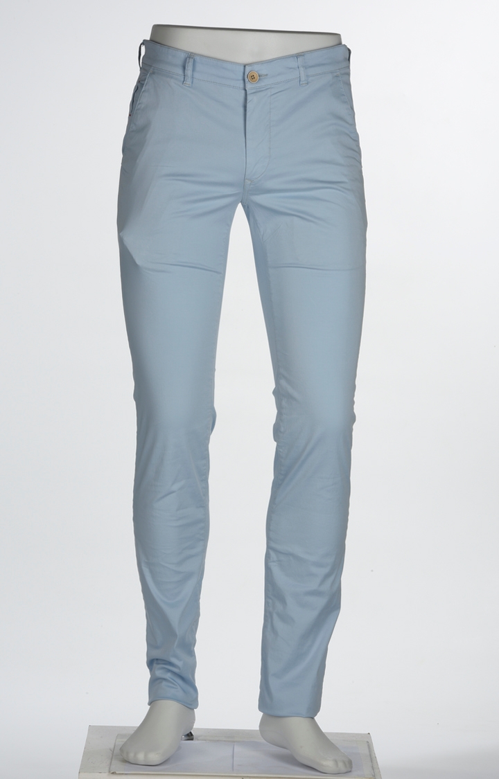 ColorPlus | Blue Solid Straight Chinos