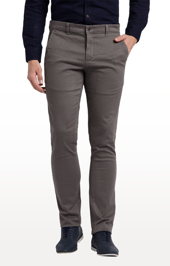 Grey Contemporary Fit Flat Front Formal Trousers
