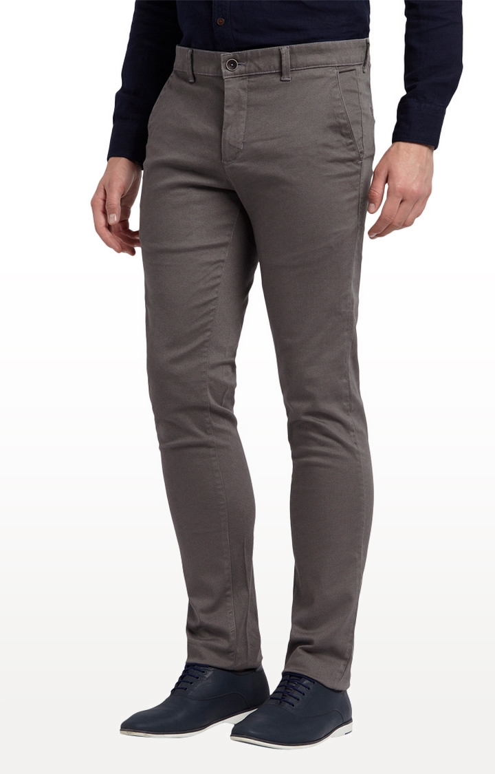 Grey Contemporary Fit Flat Front Formal Trousers