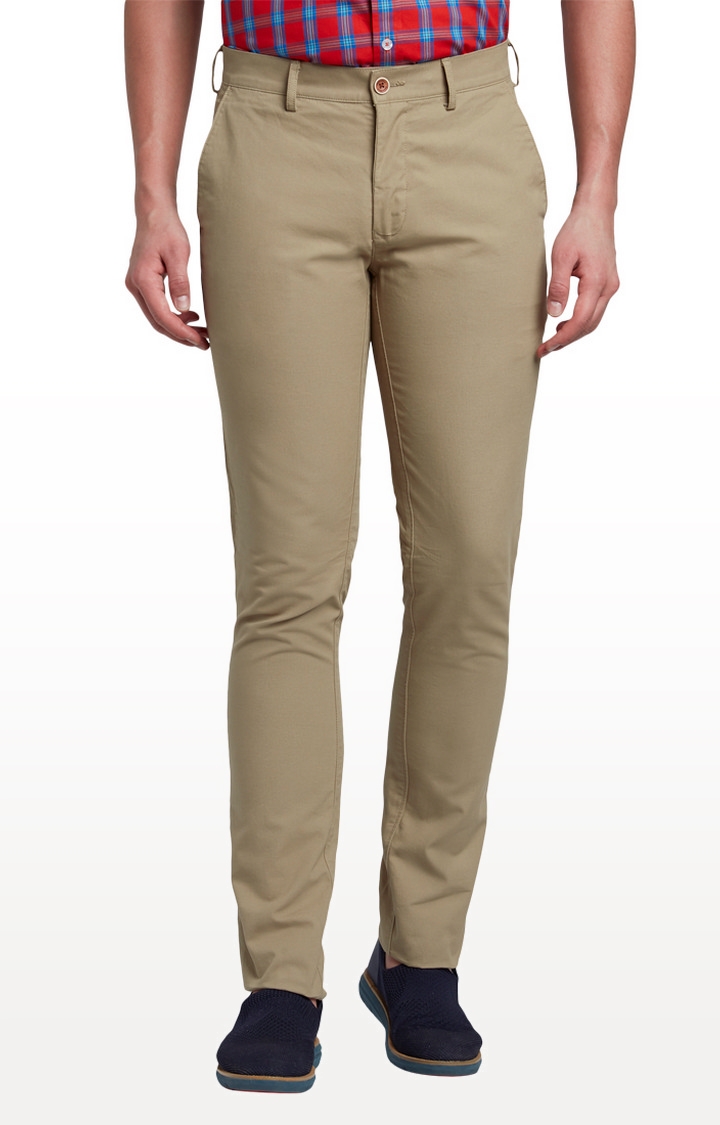 ColorPlus | Beige Contemporary Fit Flat Front Formal Trousers