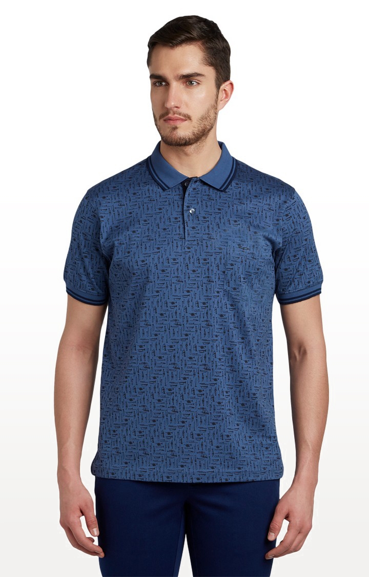 ColorPlus | Blue Printed Polo T-Shirt