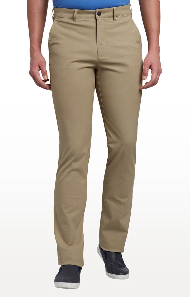 ColorPlus | Beige Tailored Fit Flat Front Formal Trousers