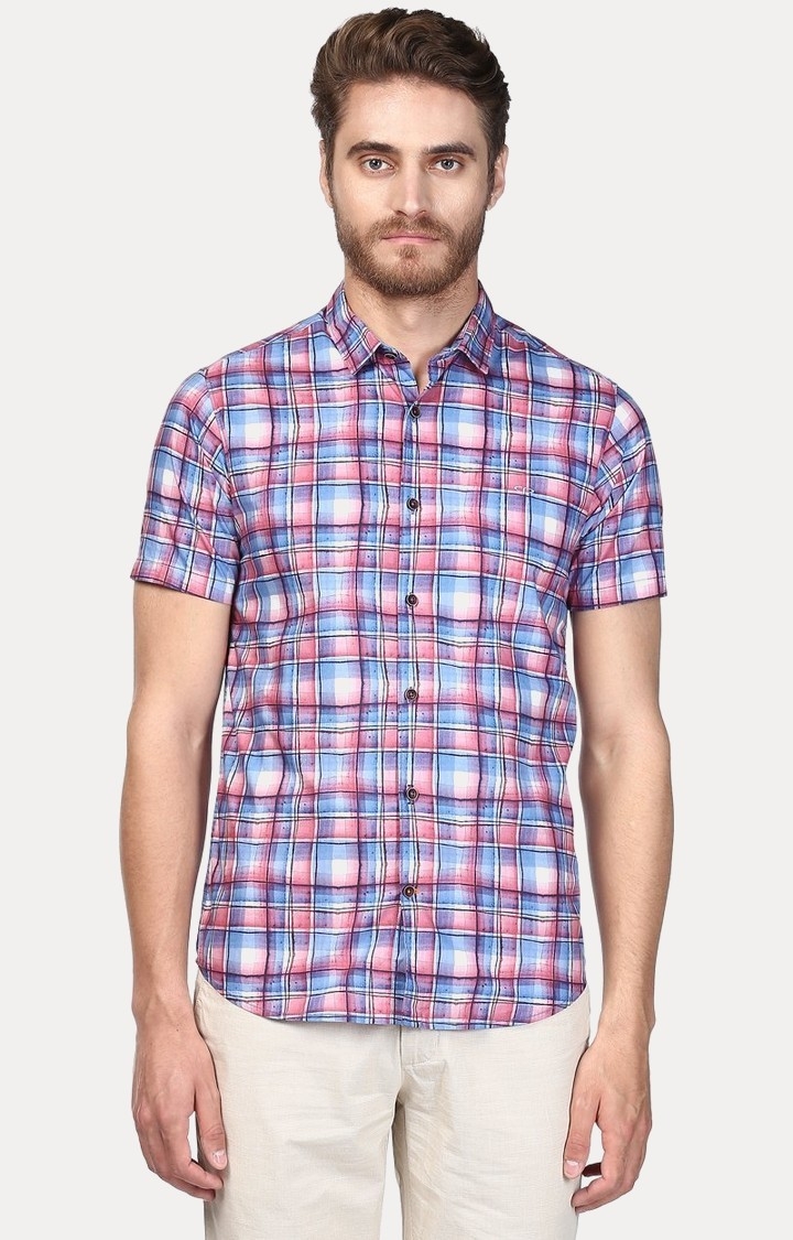 ColorPlus | Pink and Blue Checked Casual Shirt