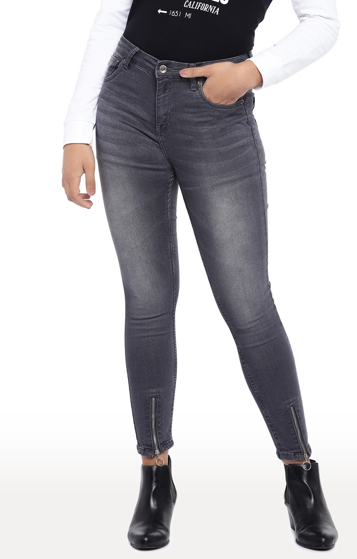 globus | Grey Solid Slim Fit Jeans